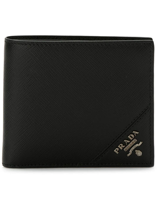 Prada logo plaque bi-fold wallet