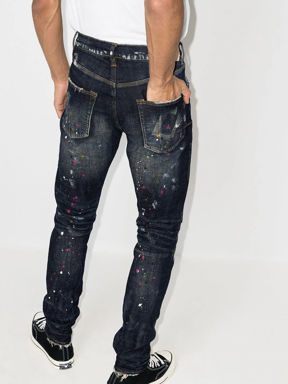 Purple Brand jeans con efecto envejecido y efecto de salpicaduras de pintura