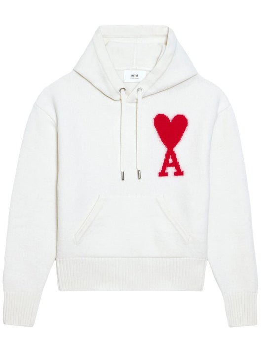 AMI Paris hoodie tejida con logo en intarsia