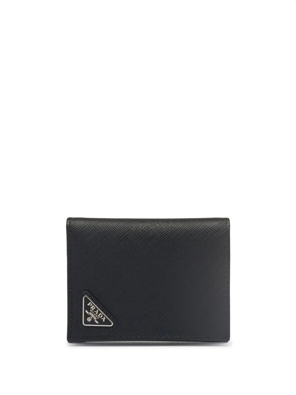 Prada cartera Saffiano con placa del logo