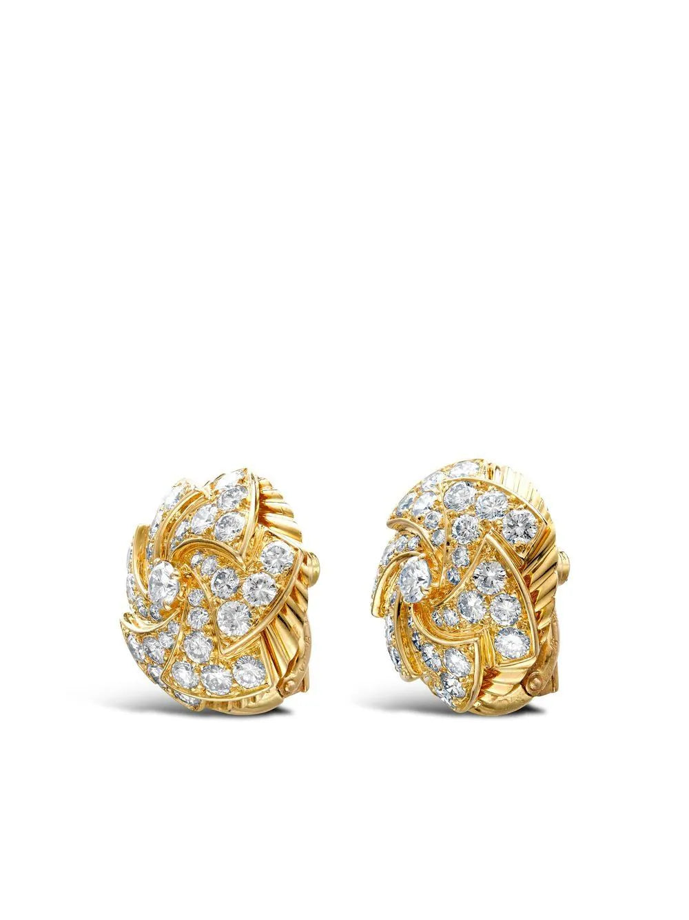 Cartier aretes de clip en oro amarillo de 18kt con perla y diamantes