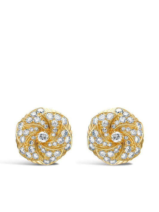 Cartier aretes de clip en oro amarillo de 18kt con perla y diamantes