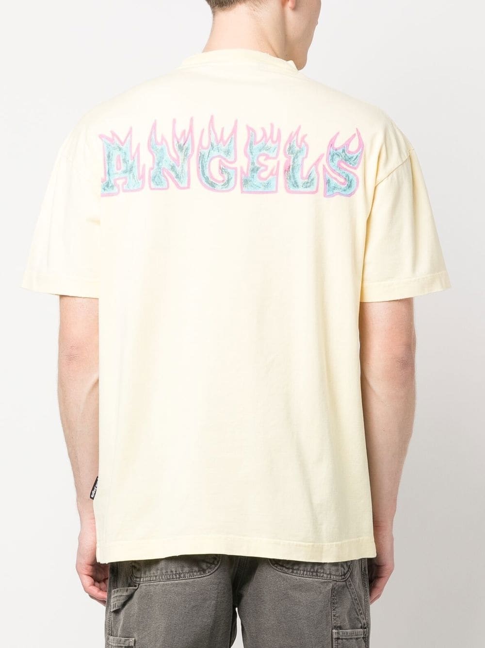 Playera Palm Angels con logo estampado y motivo de llamas