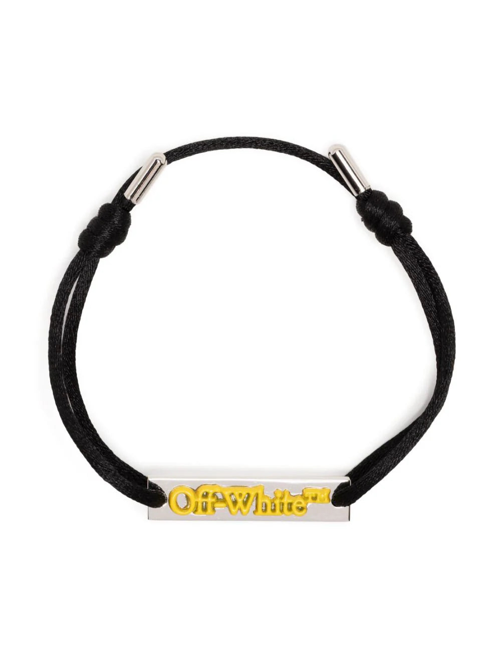 Pulsera Off-White estilo cable con placa del logo