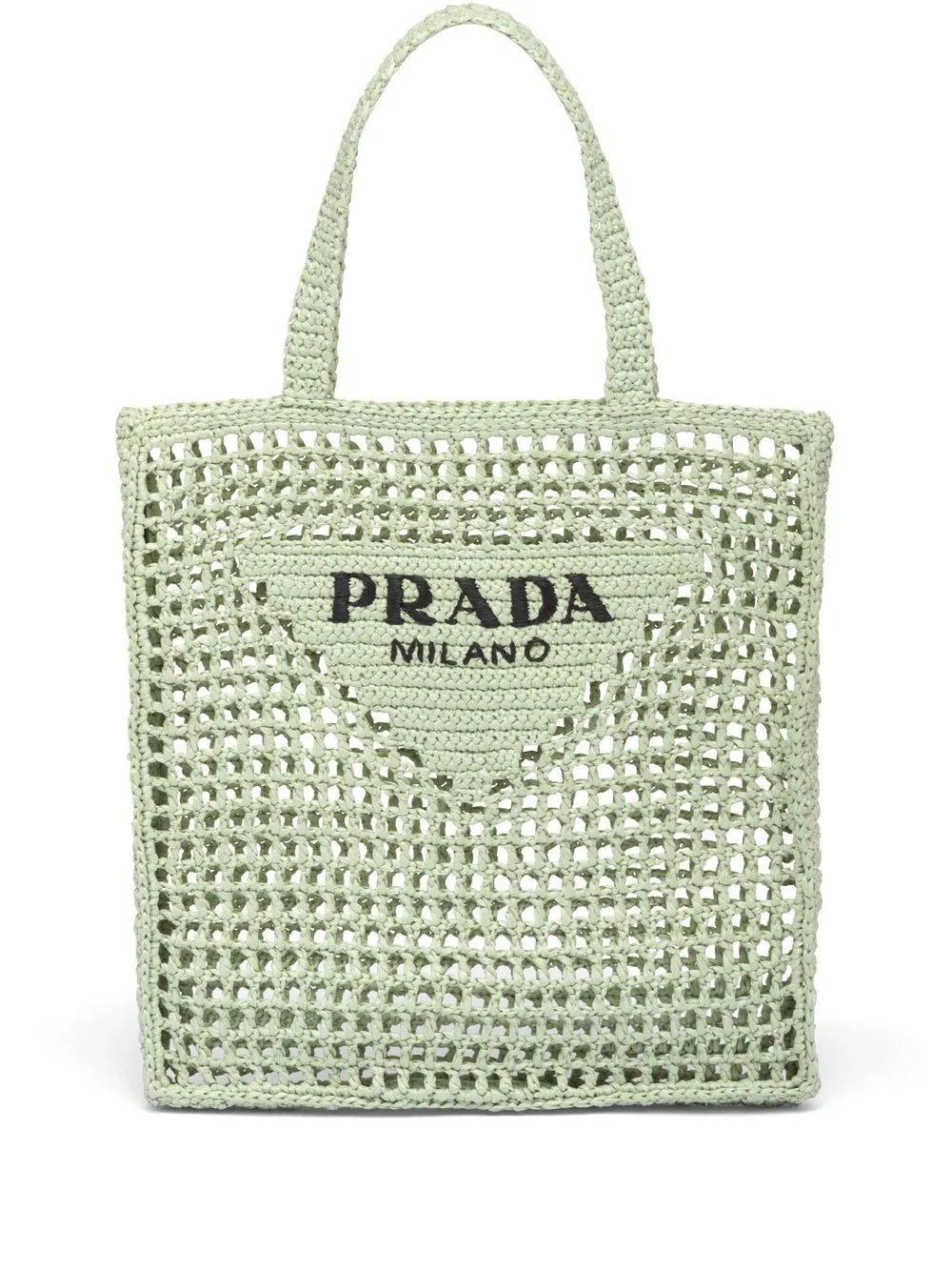 Prada tote de crochet con logo triangular