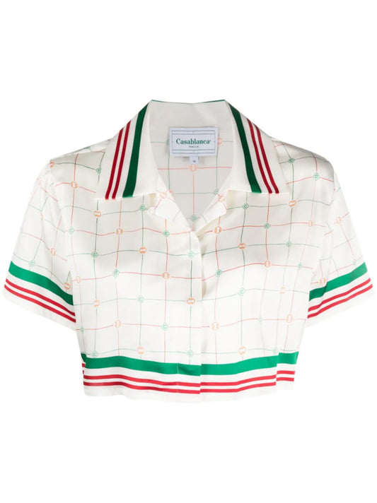 Casablanca camisa de seda Tennis Check