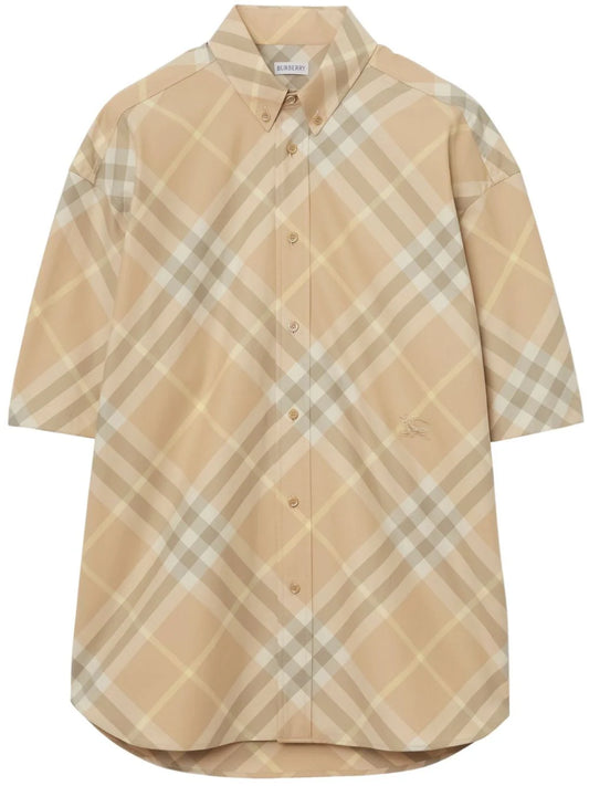 Burberry camisa manga corta con cuadros estampados