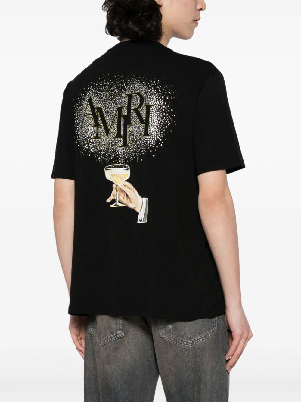 Playera AMIRI Champagne con detalles de cristal