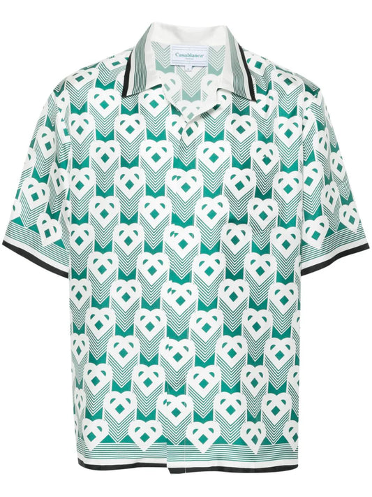 Casablanca camisa de seda Heart Monogram