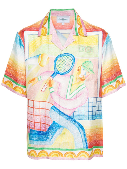 Casablanca camisa de seda Crayon Tennis Player