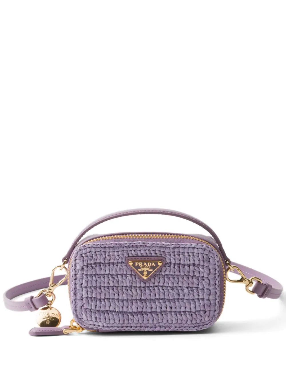 Prada cartera de crochet con placa del logo