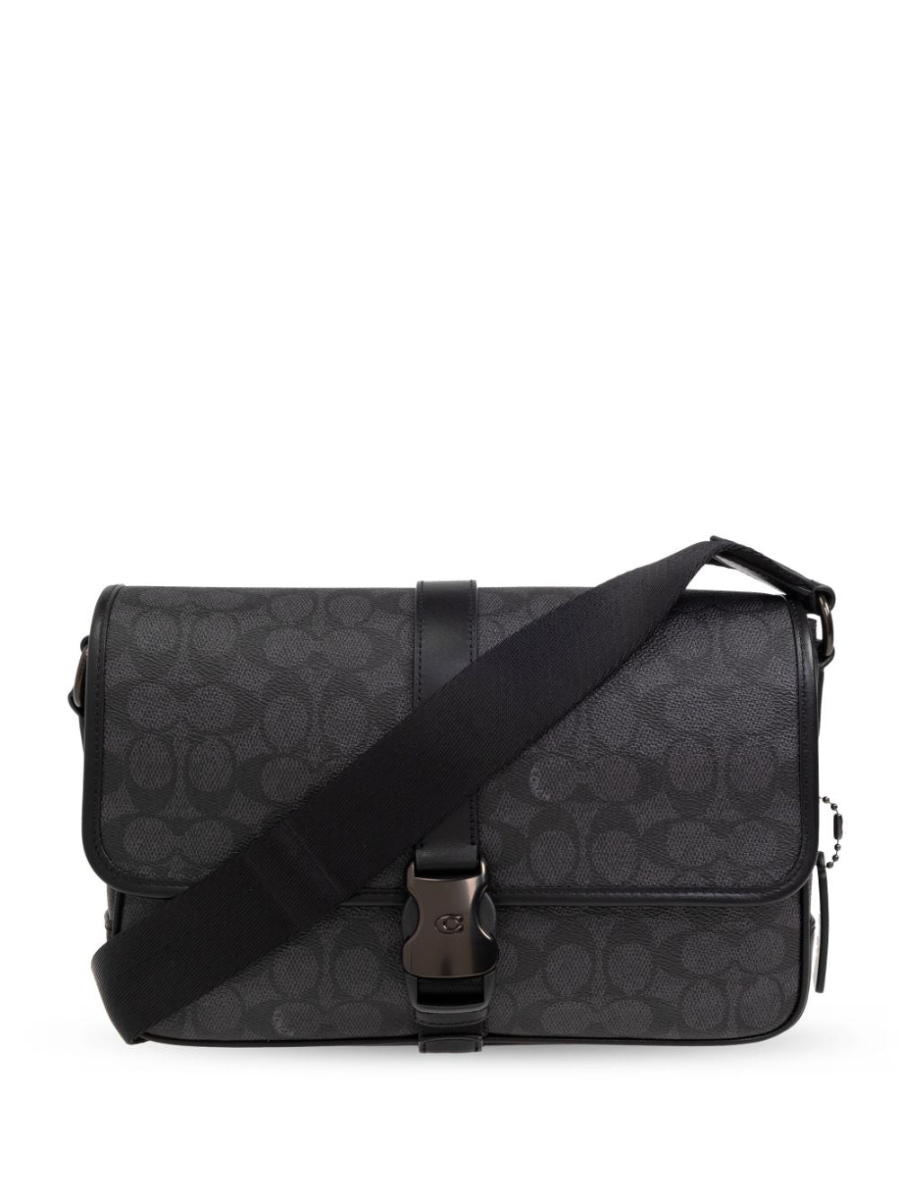 Coach bolsa de hombro con solapa y logo estampado