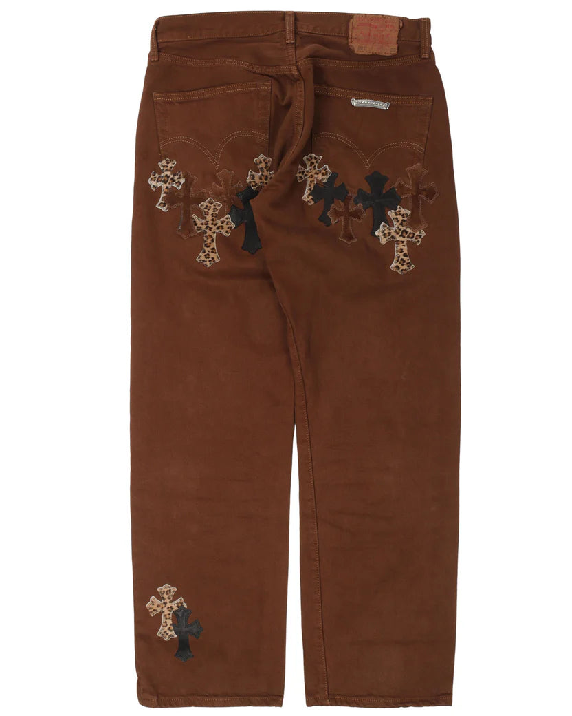 Chrome Hearts NYFW Leopard Levi's Cross Patch Jeans