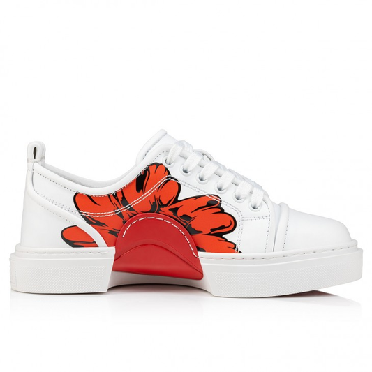 Adolon woman Sneakers - Calf leather Shun Sudo Flower print - White - Women