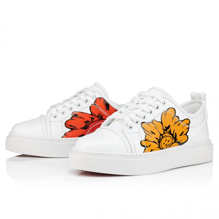 Adolon woman Sneakers - Calf leather Shun Sudo Flower print - White - Women