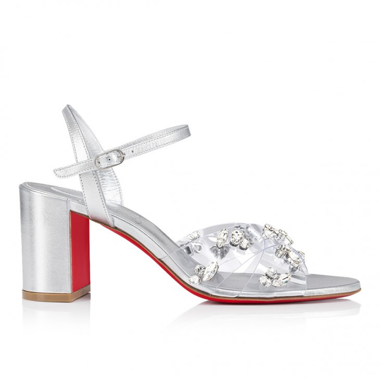 Queenie Sandal 70mm Sandals - PVC and iridecent nappa leather - Silver - Women