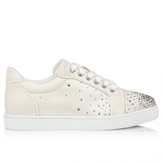 Degravieira Strass Sneakers - Crepe satin and strass - White - Women