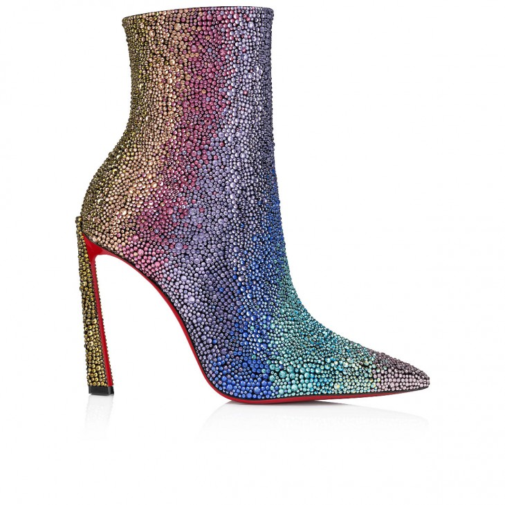 Condora Booty Strass Rainbow 100 mm Low boots - Suede and strass Rainbow - Black - Women