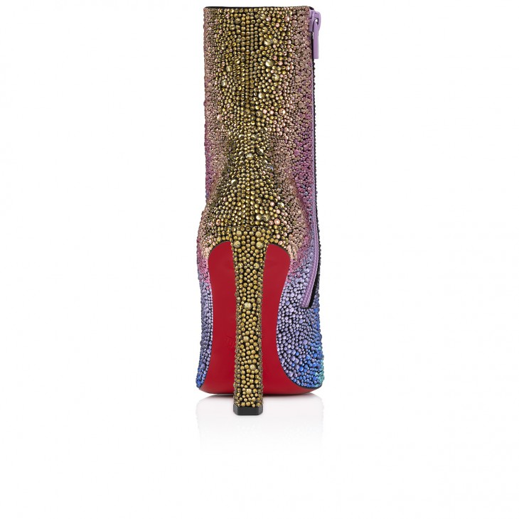 Condora Booty Strass Rainbow 100 mm Low boots - Suede and strass Rainbow - Black - Women