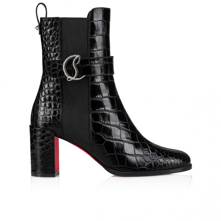 CL Chelsea Booty 70 mm Low boots - Alligator embossed calf leather - Black - Women