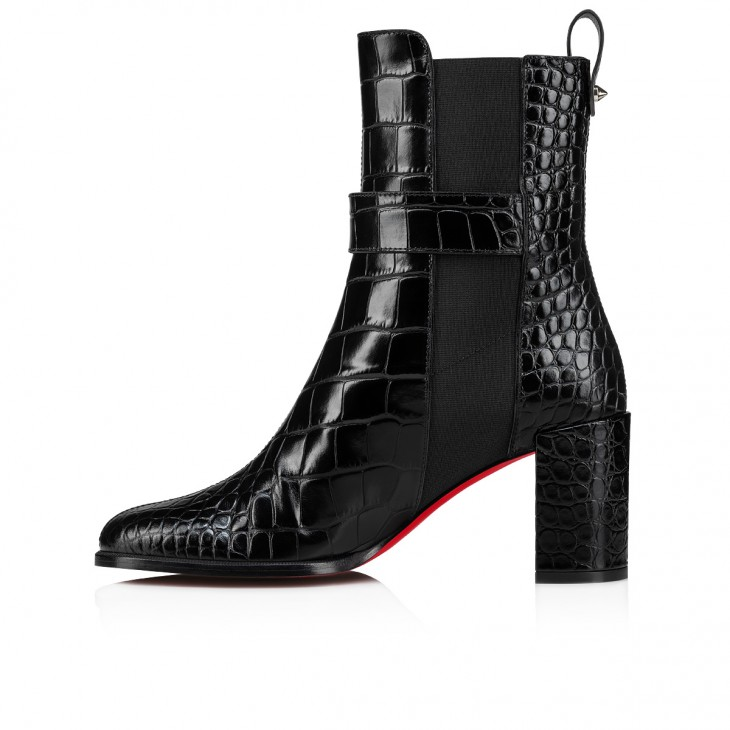 CL Chelsea Booty 70 mm Low boots - Alligator embossed calf leather - Black - Women