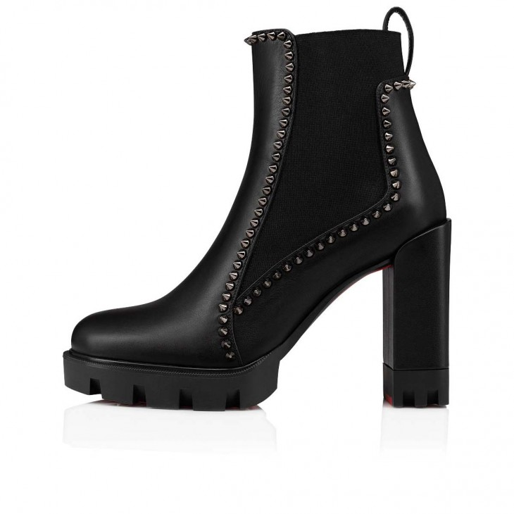 Out Line Spike Lug 100 mm Low boots - Calf leather - Black - Women