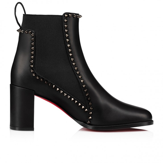 Out Line Spikes 70 mm Low boots - Calf leather and spikes - Black - Women