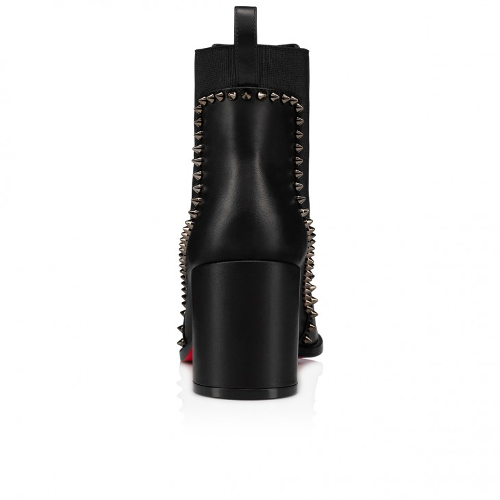 Out Line Spikes 70 mm Low boots - Calf leather and spikes - Black - Women