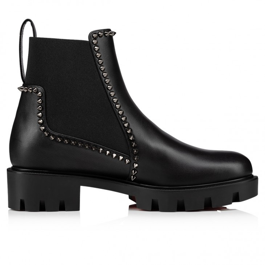 Out Lina Spike Lug Low boots - Calf leather - Black - Women