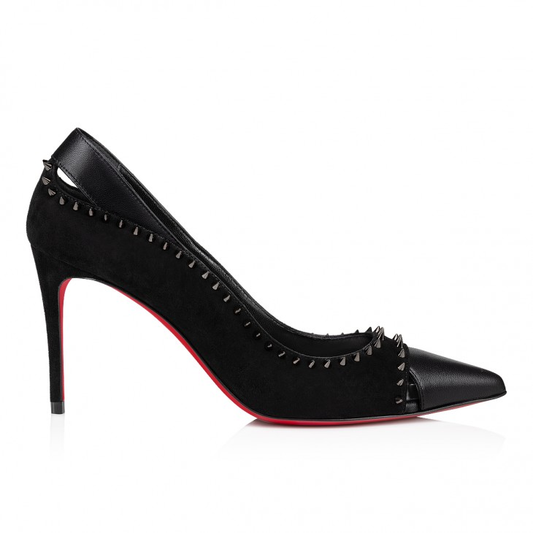 Duvette Spikes 85 mm Pumps - Veau velours, nappa leather and spikes - Black - Women