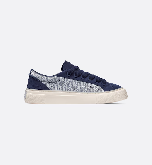 Sneaker B33 Motivo Dior Oblique en jacquard y ante azul marino