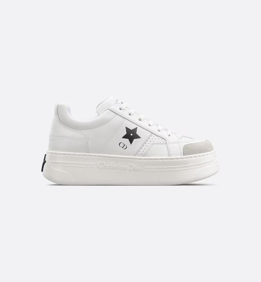 Sneaker con plataforma Dior Star Ante y piel de becerro blancos