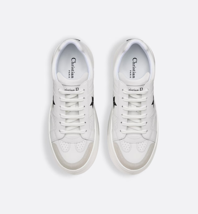 Sneaker con plataforma Dior Star Ante y piel de becerro blancos