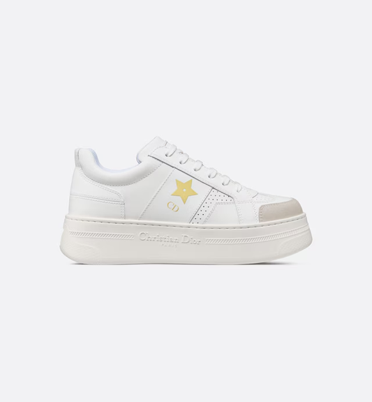 Sneaker con plataforma Dior Star Ante y piel de becerro blancos