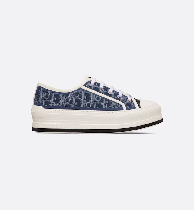 Sneaker de plataforma Walk'n'Dior Denim de algodón con efecto lavado a la piedra azul bordado con el motivo Dior Oblique