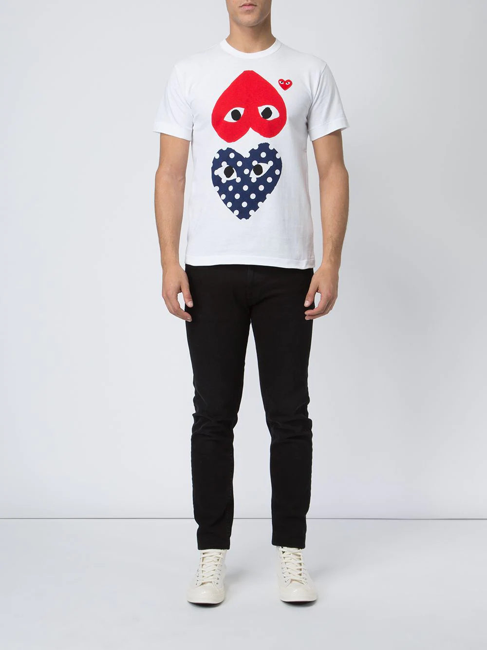 Playera CDG con estampado de corazones