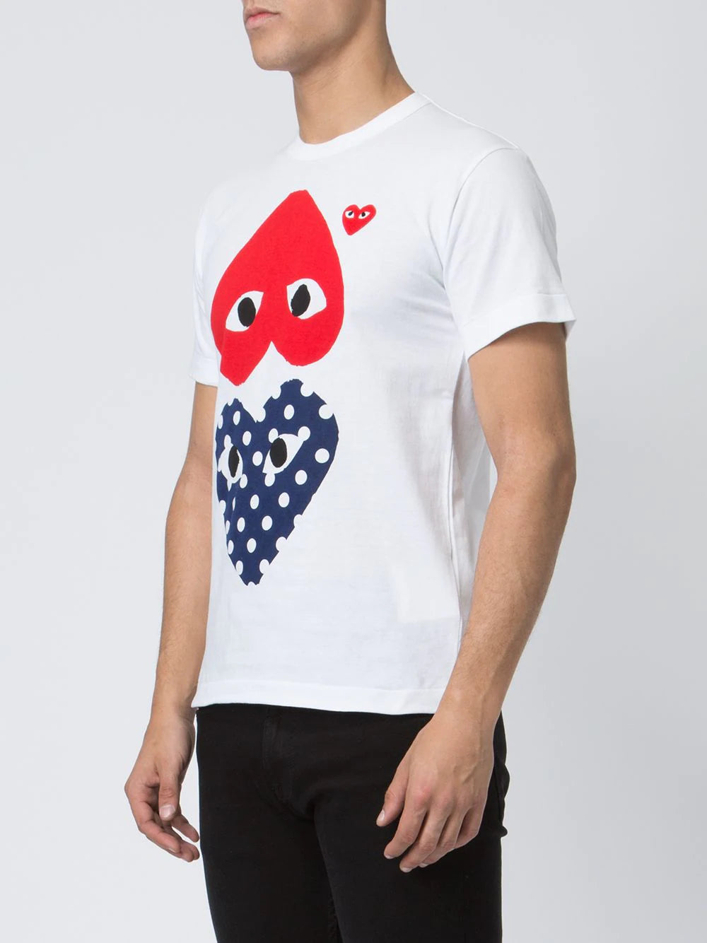 Playera CDG con estampado de corazones