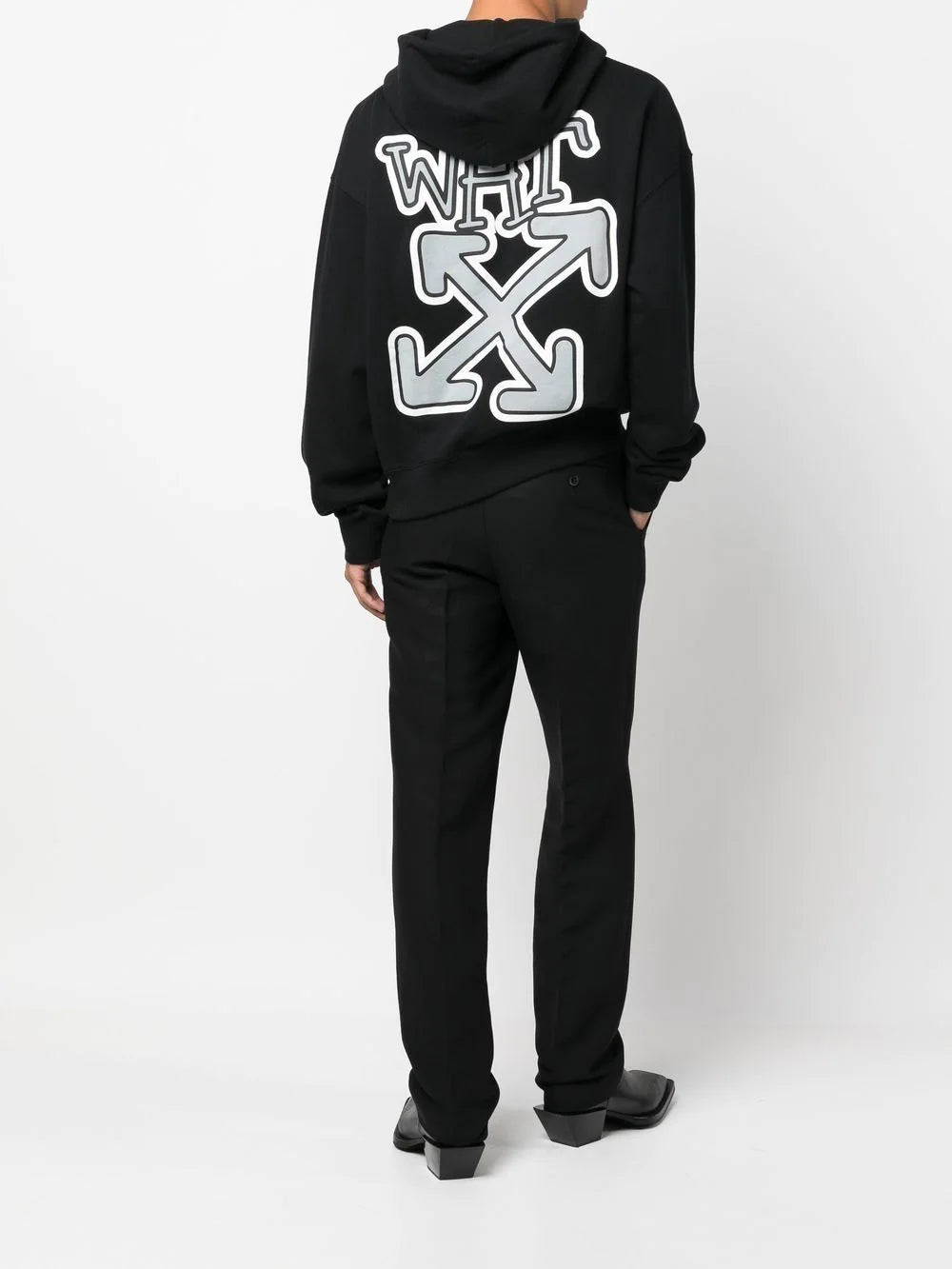 Hoodie Off-White con logo estampado y cordones