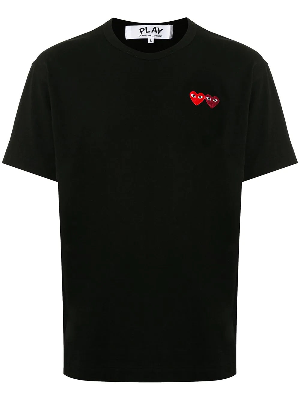 Playera CDG con apliques y doble corazón