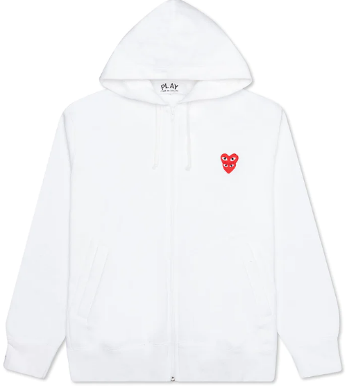 Hoodie CDG Play Red Stacked Heart Zip Up